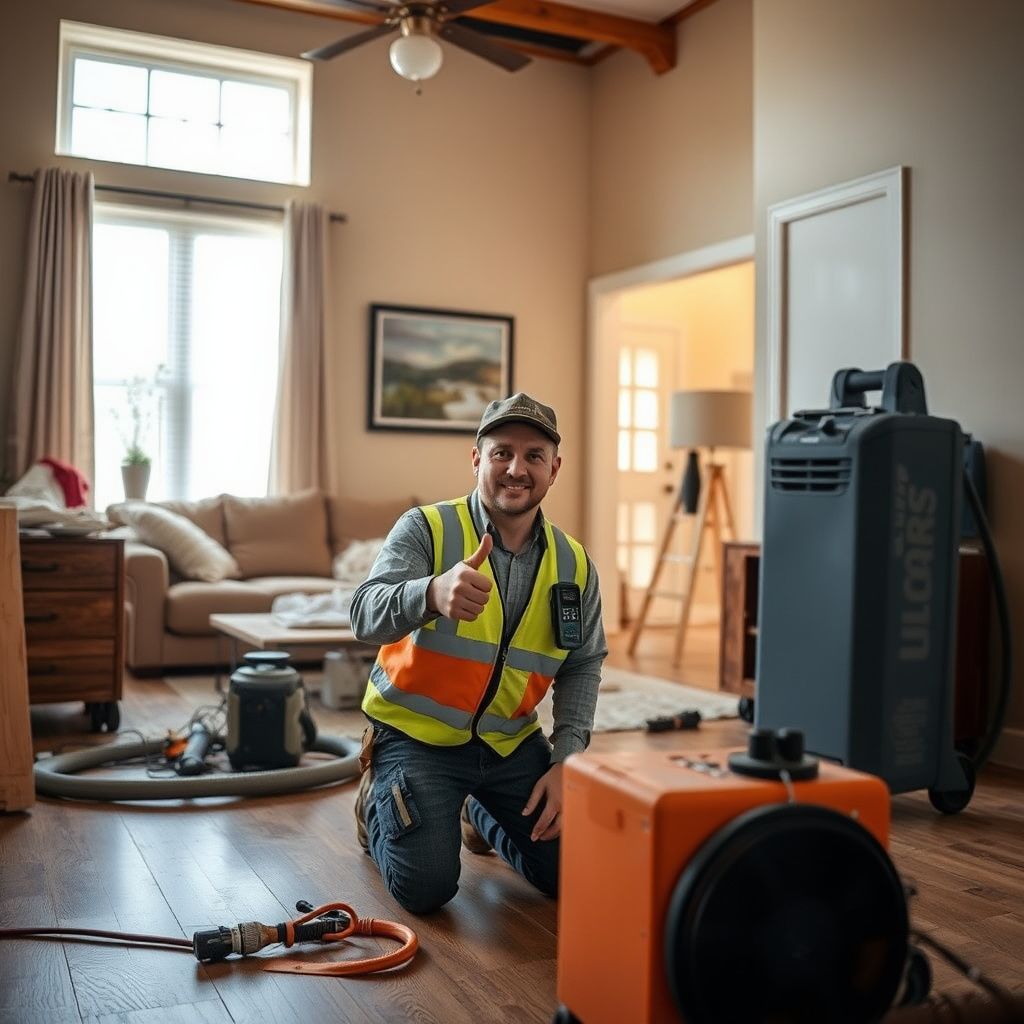 A certified technician using a thermal imaging camera to detect hidden moisture behind a drywall in a Centennial home.