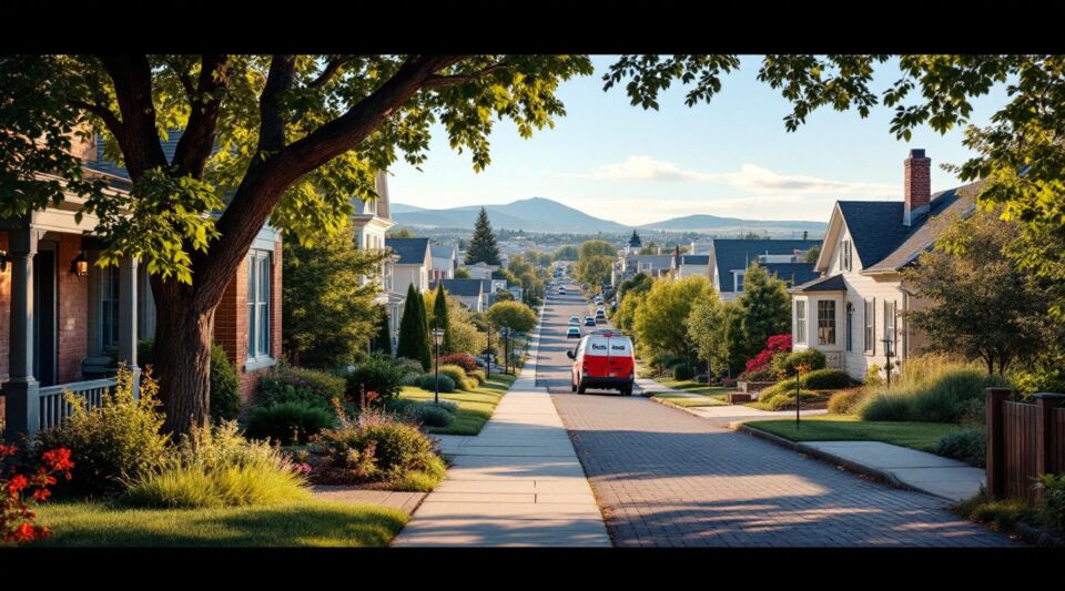 A response vehicle parked on a quiet residential street in Greenwood Village, Colorado during a crisp autumn morning.
